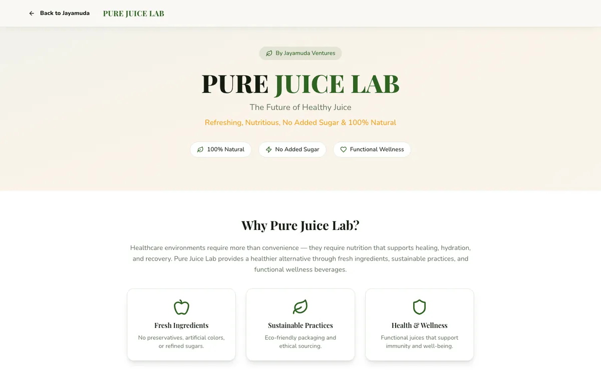 Pure Juice Lab page