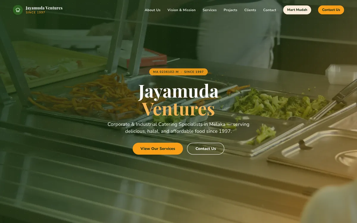 Jayamuda Ventures homepage hero