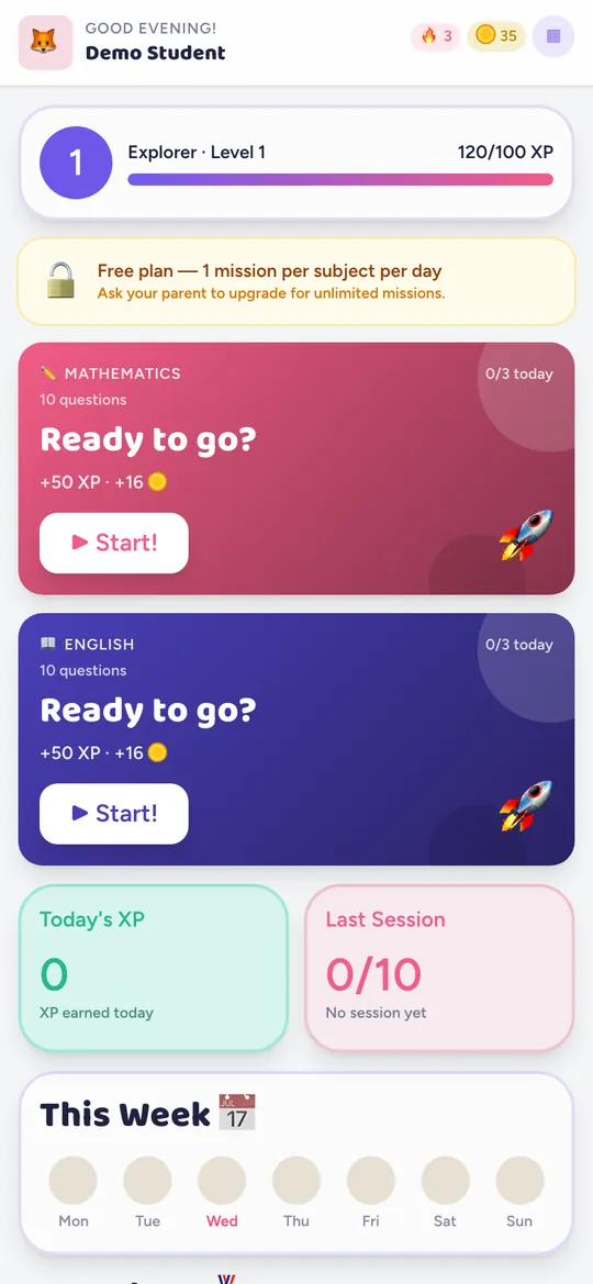 MisiCerdas student dashboard