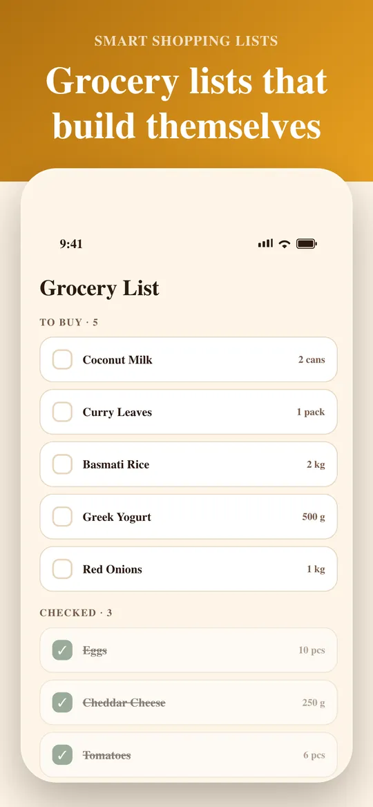 SuperSuri grocery list screen